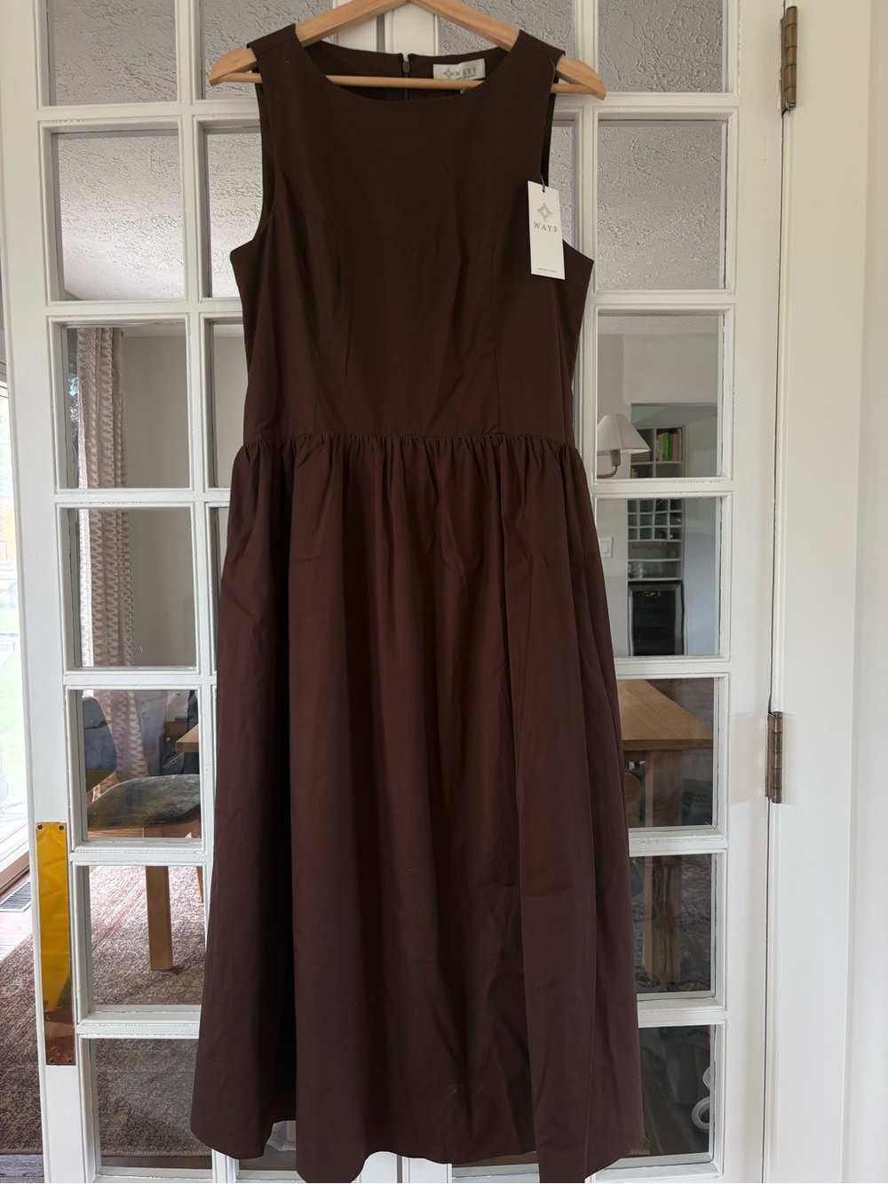 Wayf Chocolate Brown Sleeveless Midi Dress